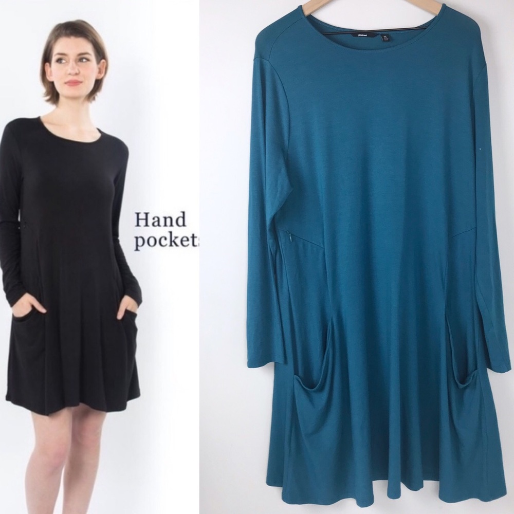 Betabrand Turquoise Sweatshirt Travel Dress XL